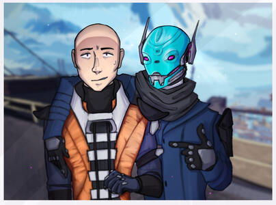 Art of Slyvia-2, my destiny exo oc, with North (sol&#39;s oc) by Sol (lonepoint)